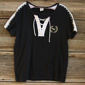 'Victoria’s Secret PINK' 2018 black silver jersey sequins top